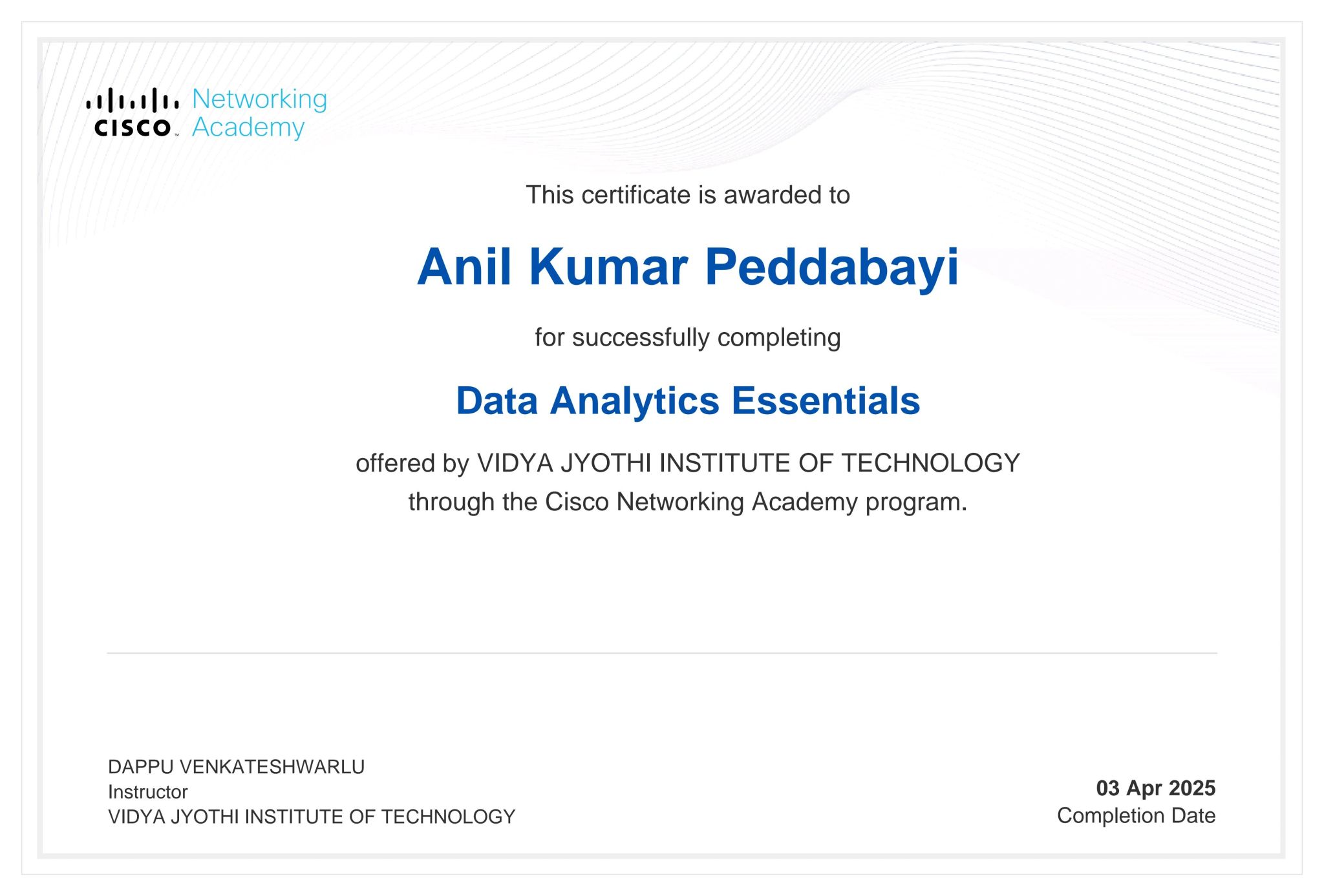 Data Analytics Certificate